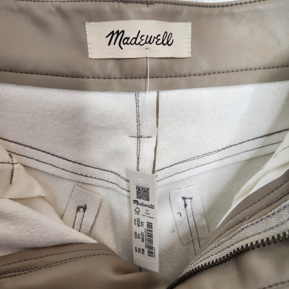 Madewell Faux Leather Pants The Perfect Vintage Straight Jean Size 29P Beige - Picture 8 of 13